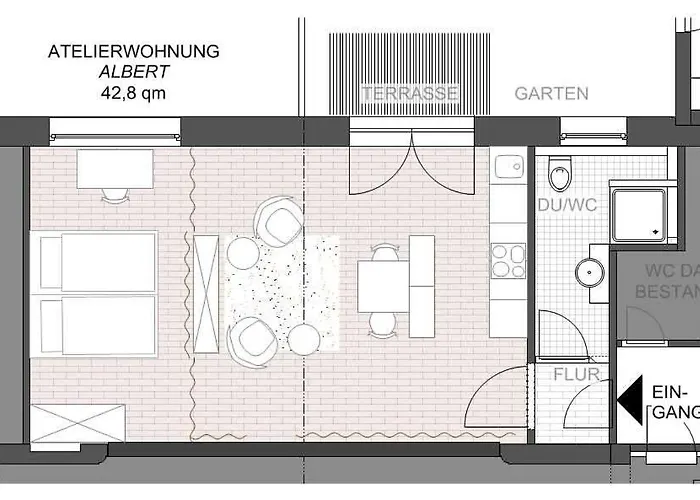 Moderne Studiowohnung In Mit Küche Und Innenhof Apartment